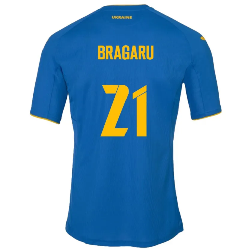 Danxen Homme Maillot Ukraine Maksym Bragaru #21 Bleu Tenues Extérieur 24-26 T-Shirt
