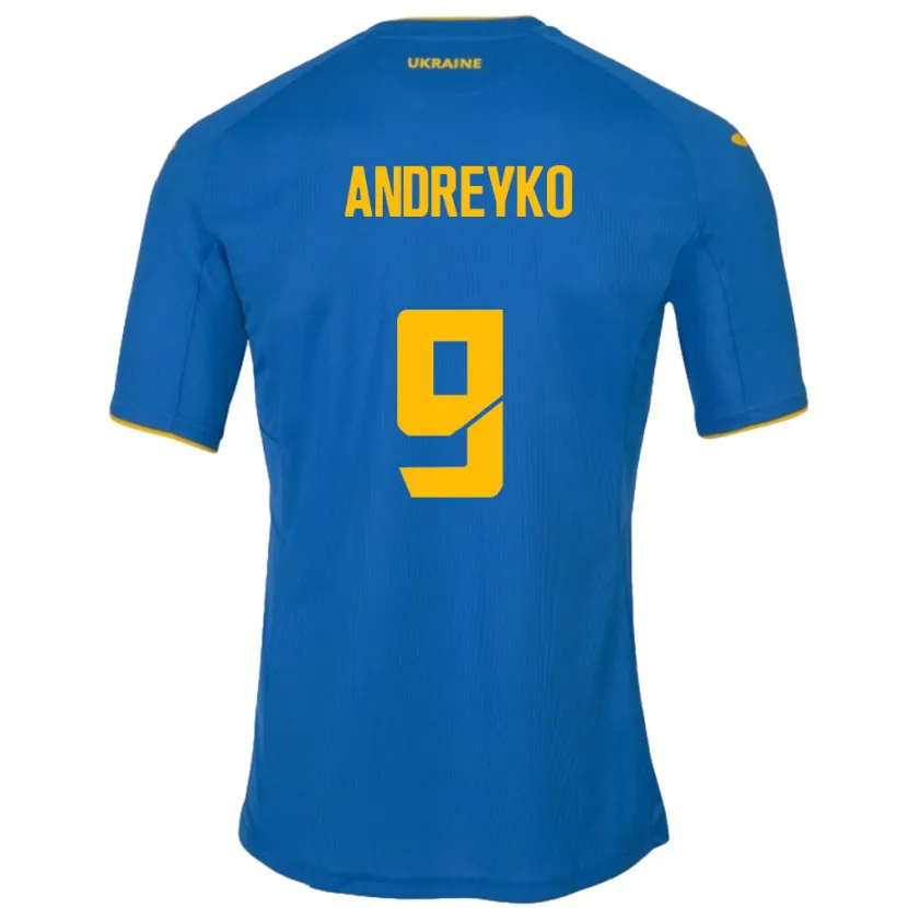 Danxen Homme Maillot Ukraine Ivan Andreyko #9 Bleu Tenues Extérieur 24-26 T-Shirt