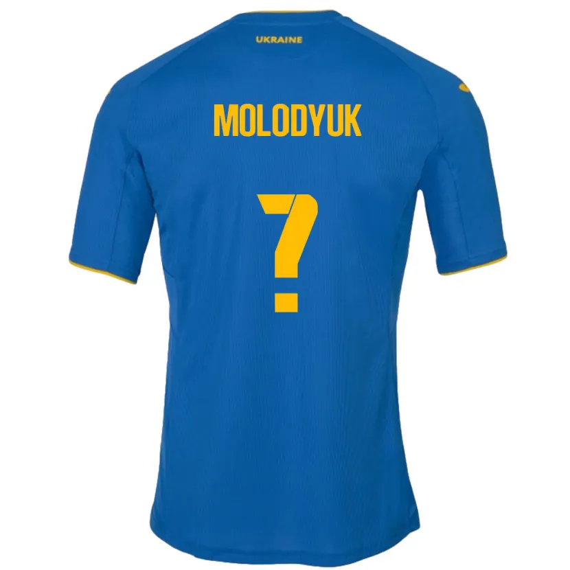 Danxen Homme Maillot Ukraine Yelyzaveta Molodyuk #0 Bleu Tenues Extérieur 24-26 T-Shirt