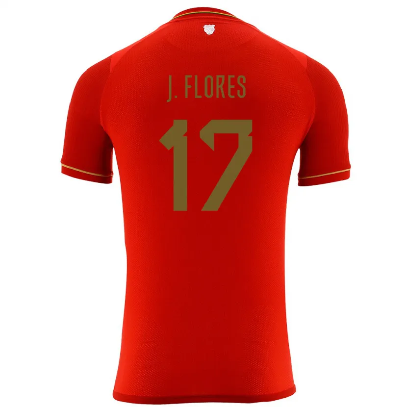 Danxen Homme Maillot Bolivie José Flores #17 Rouge Tenues Extérieur 24-26 T-Shirt