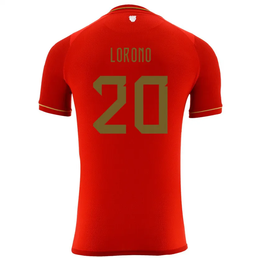 Danxen Homme Maillot Bolivie Bernardo Loroño #20 Rouge Tenues Extérieur 24-26 T-Shirt
