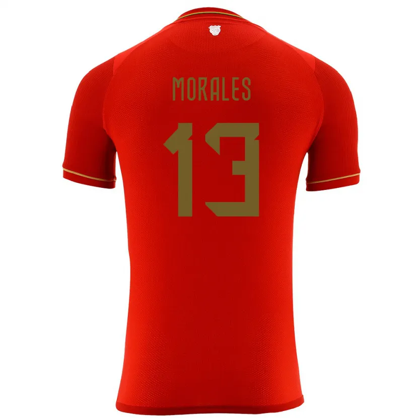 Danxen Homme Maillot Bolivie Ericka Morales #13 Rouge Tenues Extérieur 24-26 T-Shirt