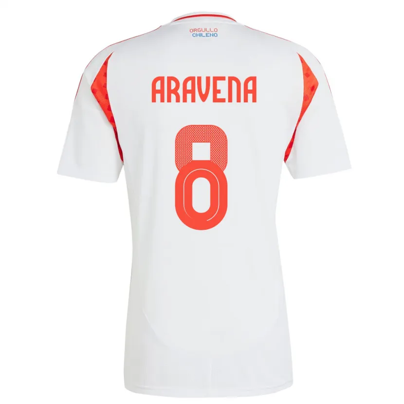 Danxen Homme Maillot Chili Alexander Aravena #8 Blanc Tenues Extérieur 24-26 T-Shirt