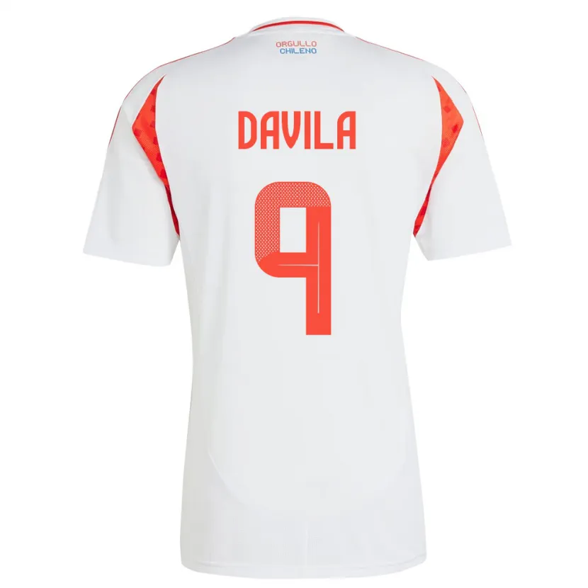 Danxen Homme Maillot Chili Víctor Dávila #9 Blanc Tenues Extérieur 24-26 T-Shirt