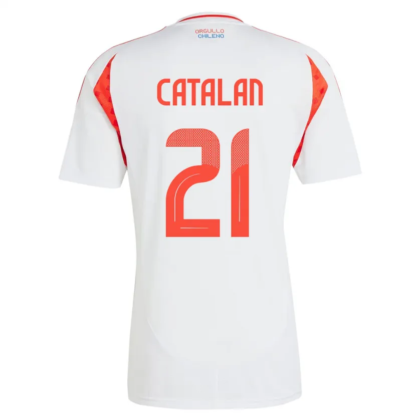 Danxen Homme Maillot Chili Matías Catalán #21 Blanc Tenues Extérieur 24-26 T-Shirt