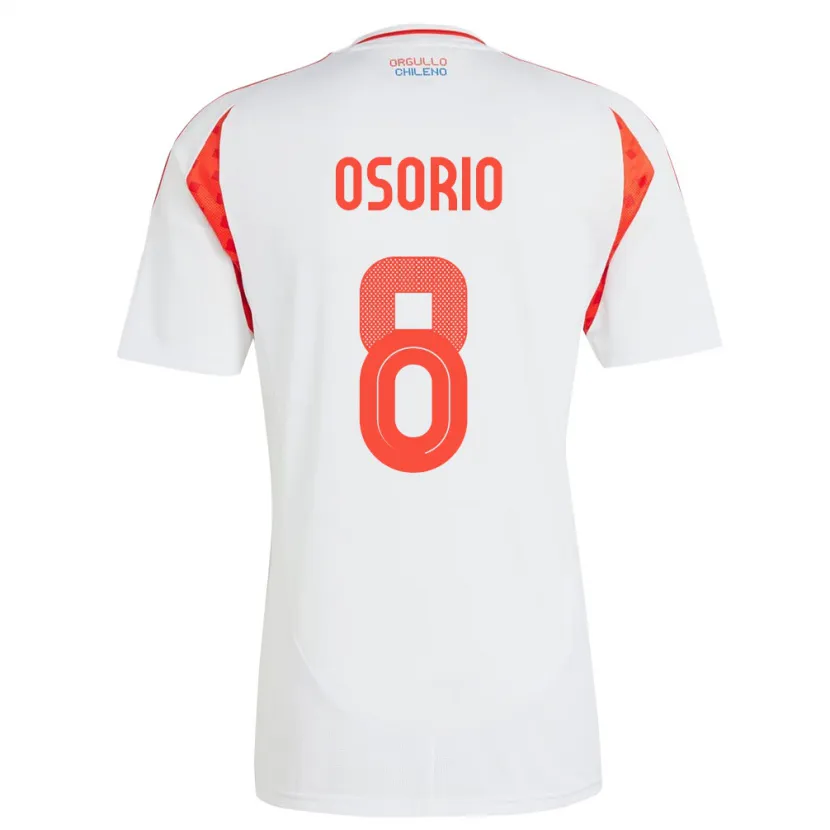 Danxen Homme Maillot Chili Darío Osorio #8 Blanc Tenues Extérieur 24-26 T-Shirt