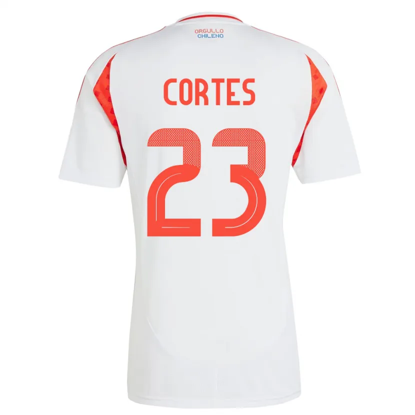 Danxen Homme Maillot Chili Brayan Cortés #23 Blanc Tenues Extérieur 24-26 T-Shirt