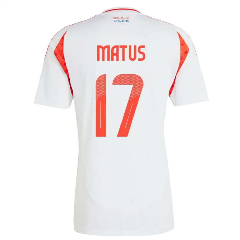 Danxen Homme Maillot Chili Esteban Matus #17 Blanc Tenues Extérieur 24-26 T-Shirt