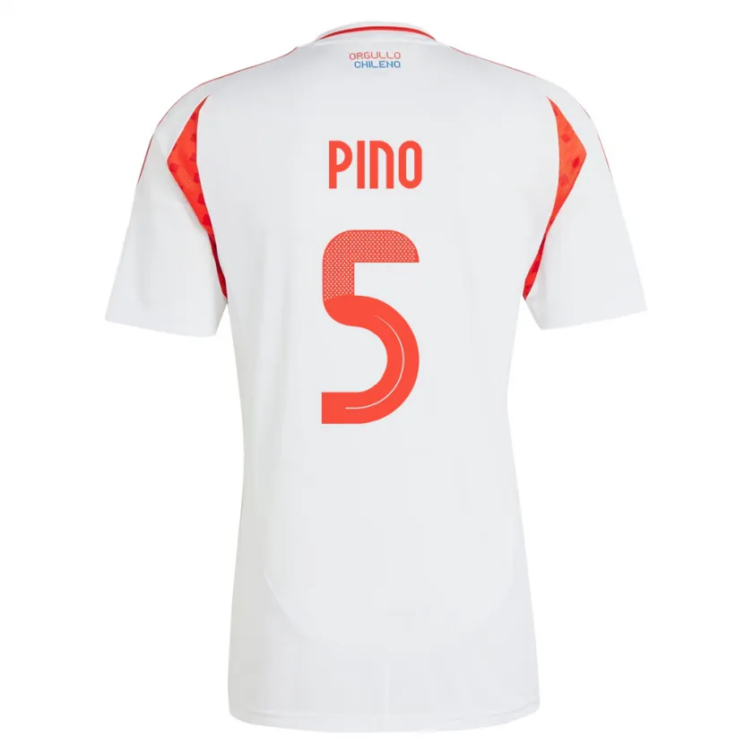 Danxen Homme Maillot Chili Sebastián Pino #5 Blanc Tenues Extérieur 24-26 T-Shirt