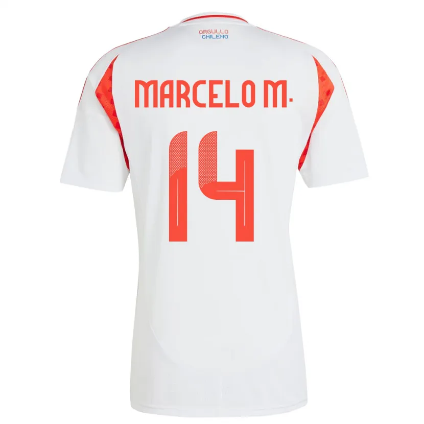 Danxen Homme Maillot Chili Marcelo Morales #14 Blanc Tenues Extérieur 24-26 T-Shirt