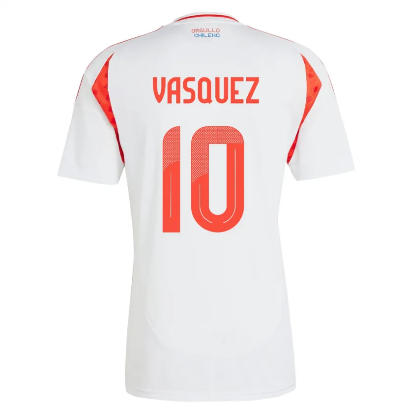 Danxen Homme Maillot Chili Ignacio Vásquez #10 Blanc Tenues Extérieur 24-26 T-Shirt