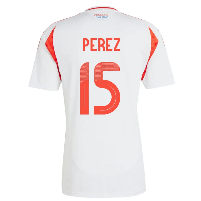 Danxen Homme Maillot Chili Ignacio Pérez #15 Blanc Tenues Extérieur 24-26 T-Shirt
