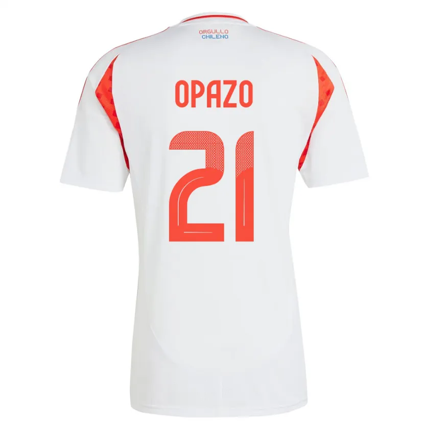 Danxen Homme Maillot Chili Diego Opazo #21 Blanc Tenues Extérieur 24-26 T-Shirt