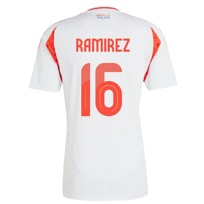Danxen Homme Maillot Chili Vicente Ramírez #16 Blanc Tenues Extérieur 24-26 T-Shirt