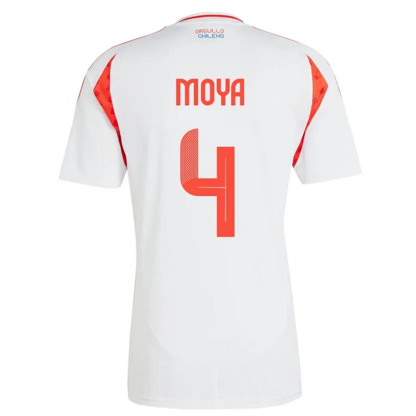 Danxen Homme Maillot Chili Matías Moya #4 Blanc Tenues Extérieur 24-26 T-Shirt