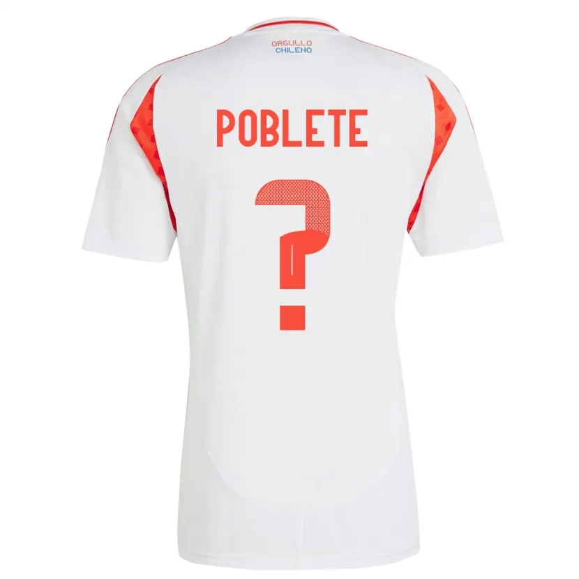 Danxen Homme Maillot Chili José Poblete #0 Blanc Tenues Extérieur 24-26 T-Shirt