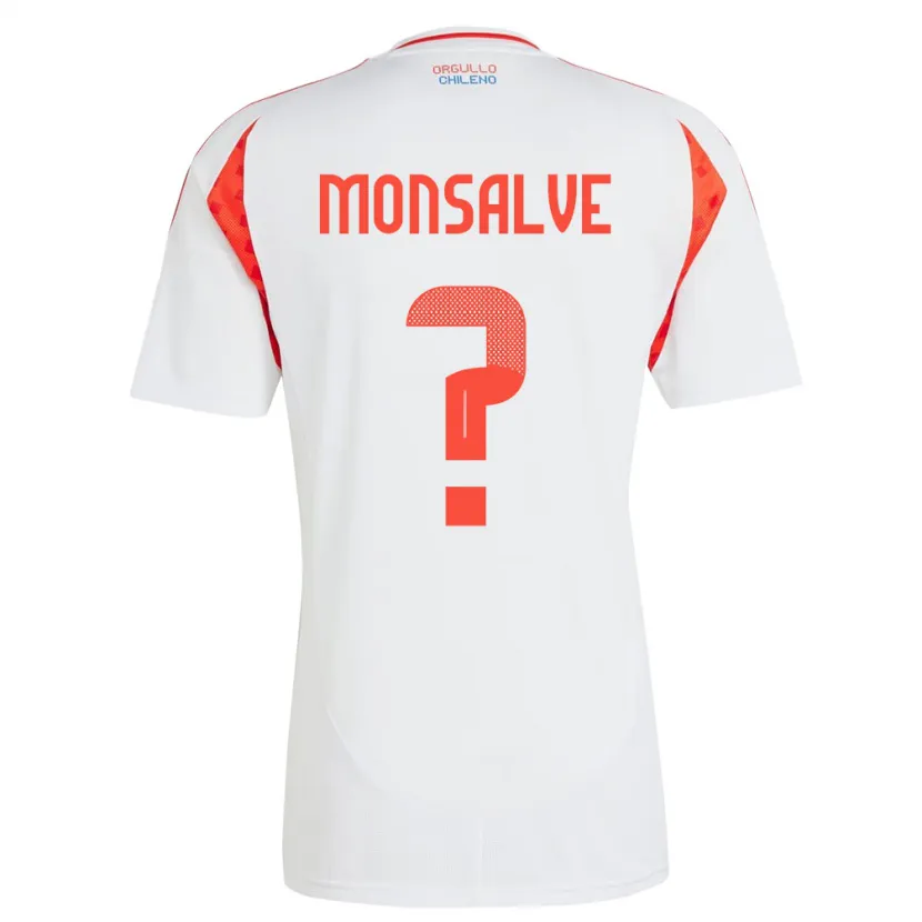 Danxen Homme Maillot Chili Gaspar Monsalve #0 Blanc Tenues Extérieur 24-26 T-Shirt