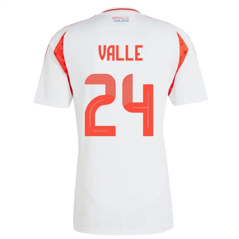 Danxen Homme Maillot Chili Alessandra Valle #24 Blanc Tenues Extérieur 24-26 T-Shirt