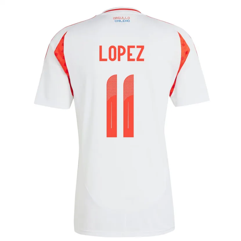 Danxen Homme Maillot Chili Yessenia López #11 Blanc Tenues Extérieur 24-26 T-Shirt