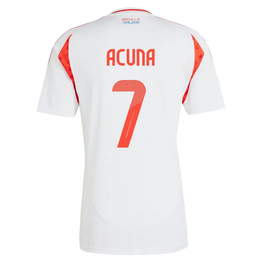 Danxen Homme Maillot Chili Yenny Acuña #7 Blanc Tenues Extérieur 24-26 T-Shirt