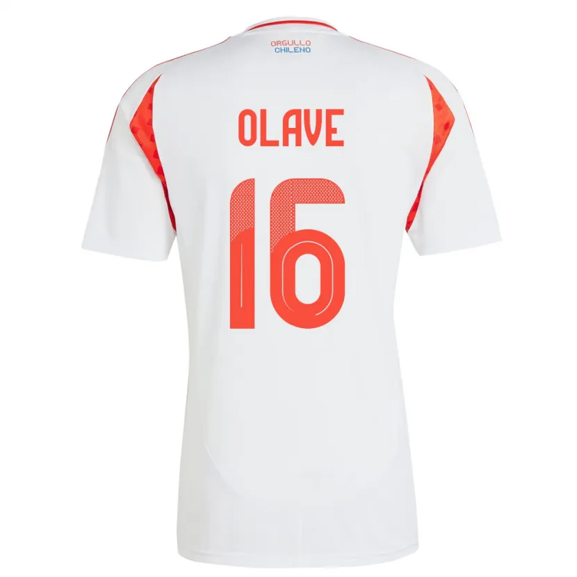 Danxen Homme Maillot Chili Isidora Olave #16 Blanc Tenues Extérieur 24-26 T-Shirt