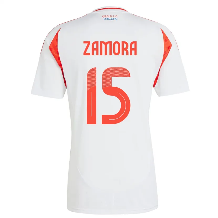 Danxen Homme Maillot Chili Daniela Zamora #15 Blanc Tenues Extérieur 24-26 T-Shirt