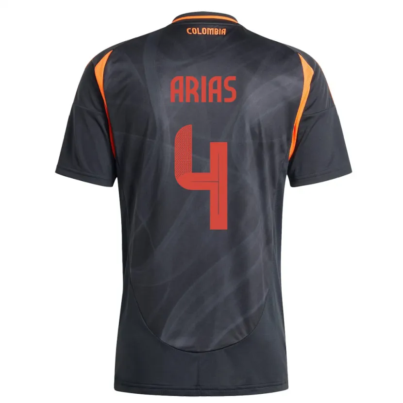 Danxen Homme Maillot Colombie Santiago Arias #4 Noir Tenues Extérieur 24-26 T-Shirt
