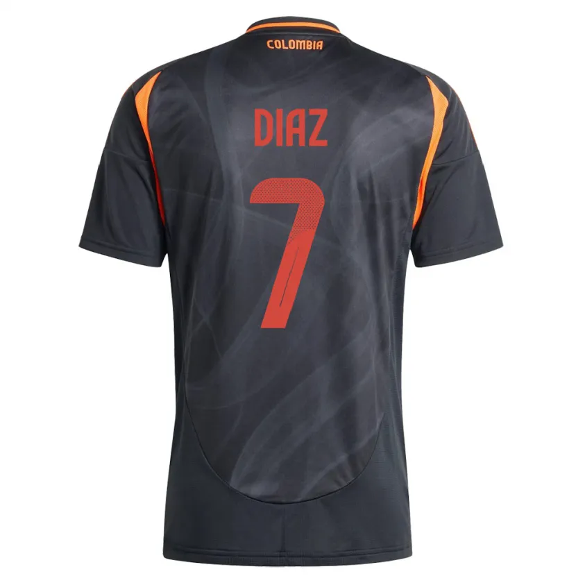 Danxen Homme Maillot Colombie Luis Díaz #7 Noir Tenues Extérieur 24-26 T-Shirt