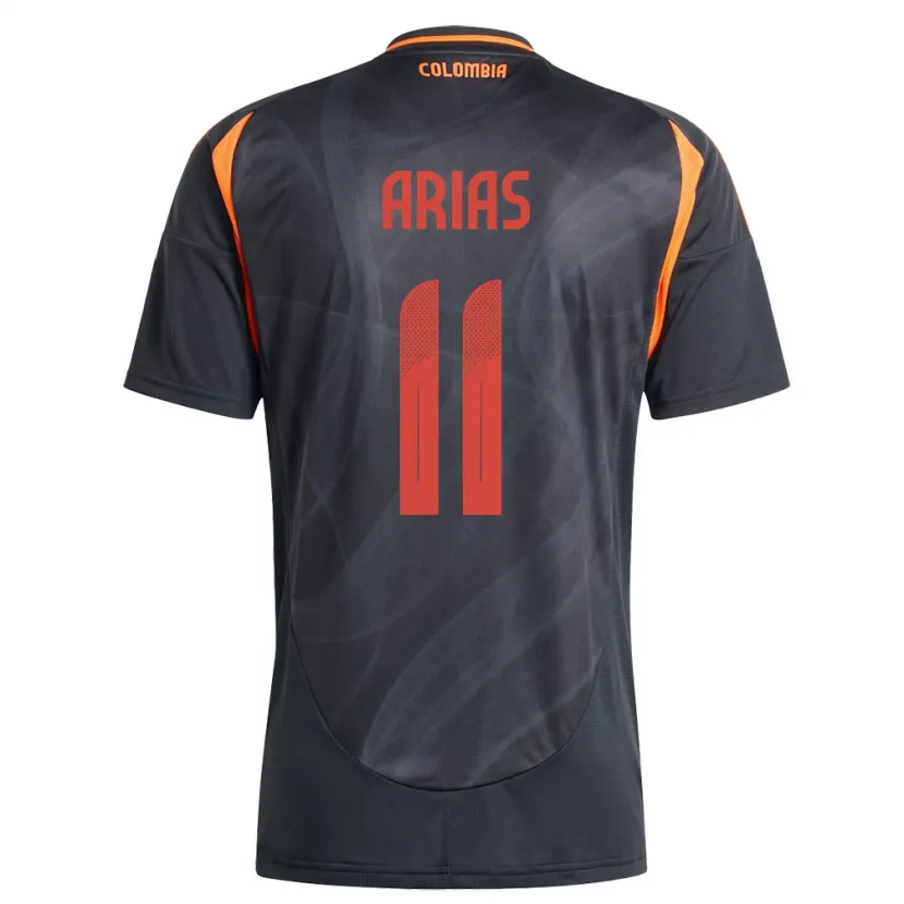 Danxen Homme Maillot Colombie Jhon Arias #11 Noir Tenues Extérieur 24-26 T-Shirt