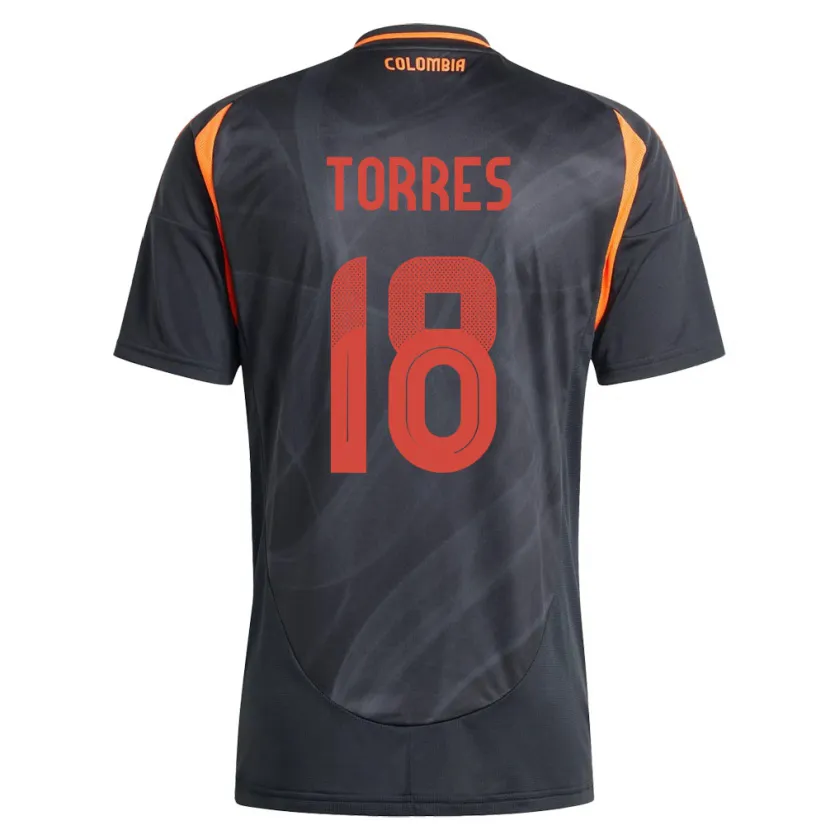 Danxen Homme Maillot Colombie Jhojan Torres #18 Noir Tenues Extérieur 24-26 T-Shirt