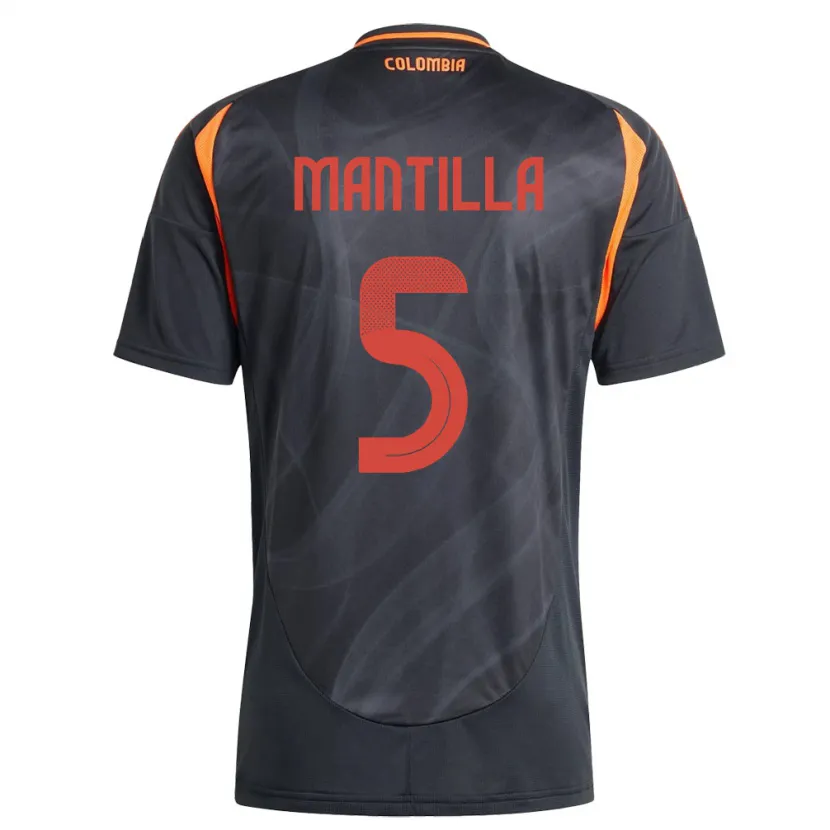 Danxen Homme Maillot Colombie Kevin Mantilla #5 Noir Tenues Extérieur 24-26 T-Shirt