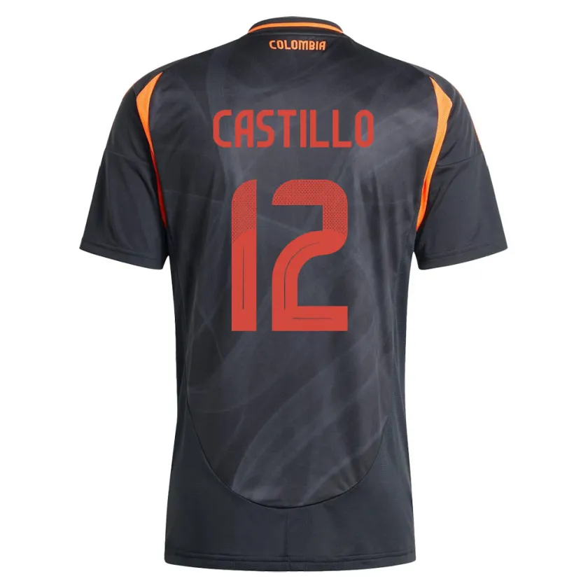 Danxen Homme Maillot Colombie Juan Castillo #12 Noir Tenues Extérieur 24-26 T-Shirt