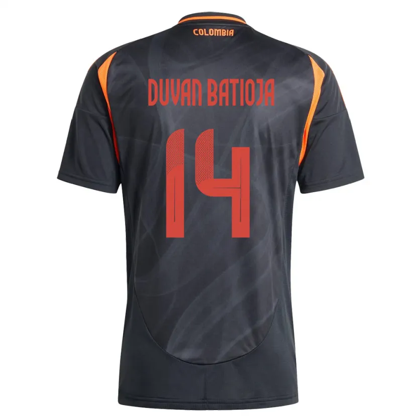 Danxen Homme Maillot Colombie Andy Duván Batioja #14 Noir Tenues Extérieur 24-26 T-Shirt