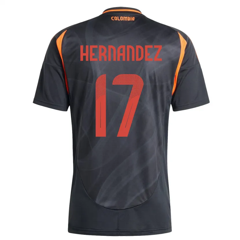 Danxen Homme Maillot Colombie Jhoan Hernández #17 Noir Tenues Extérieur 24-26 T-Shirt