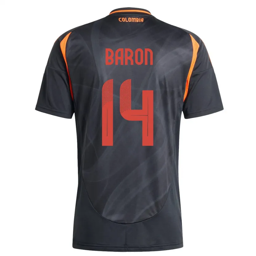 Danxen Homme Maillot Colombie Ángela Barón #14 Noir Tenues Extérieur 24-26 T-Shirt