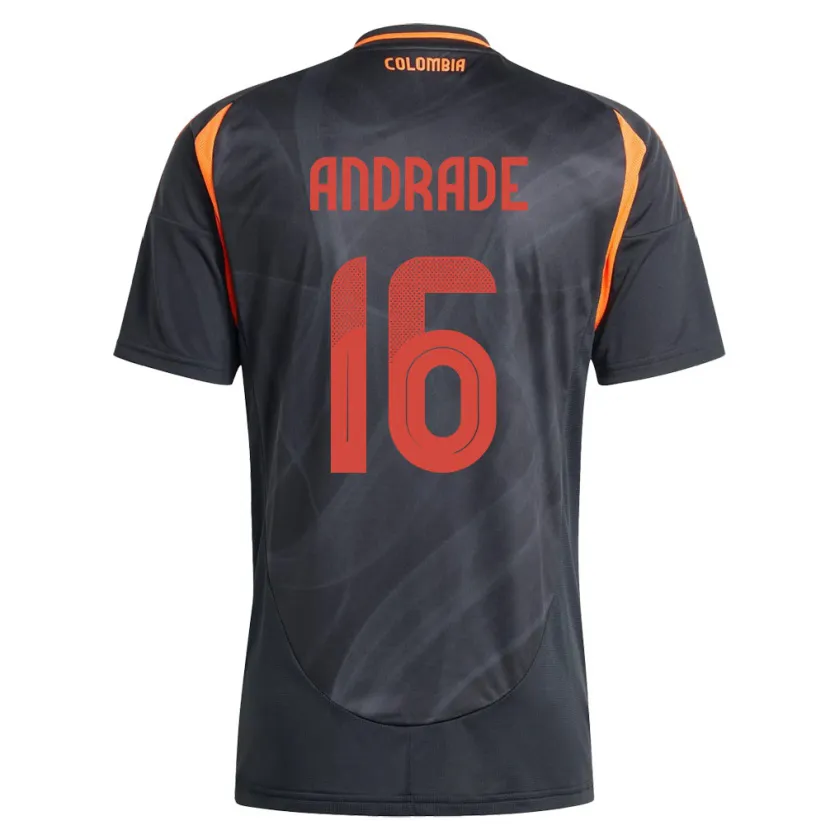 Danxen Homme Maillot Colombie Lady Andrade #16 Noir Tenues Extérieur 24-26 T-Shirt