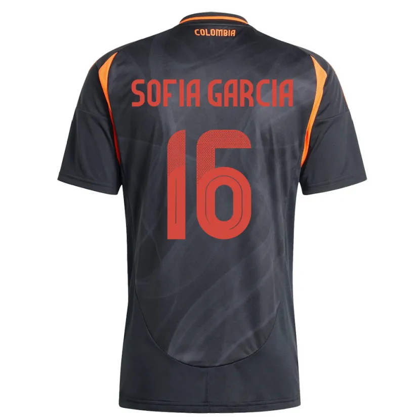 Danxen Homme Maillot Colombie Sofía García #16 Noir Tenues Extérieur 24-26 T-Shirt