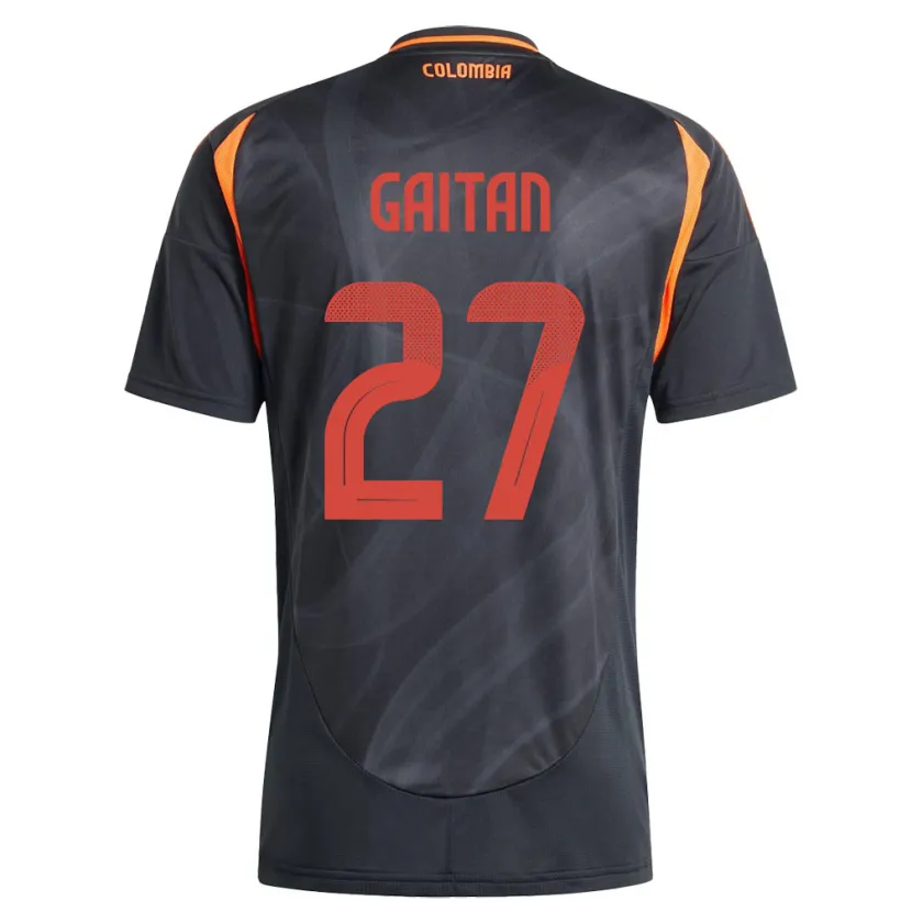 Danxen Homme Maillot Colombie Natalia Gaitán #27 Noir Tenues Extérieur 24-26 T-Shirt