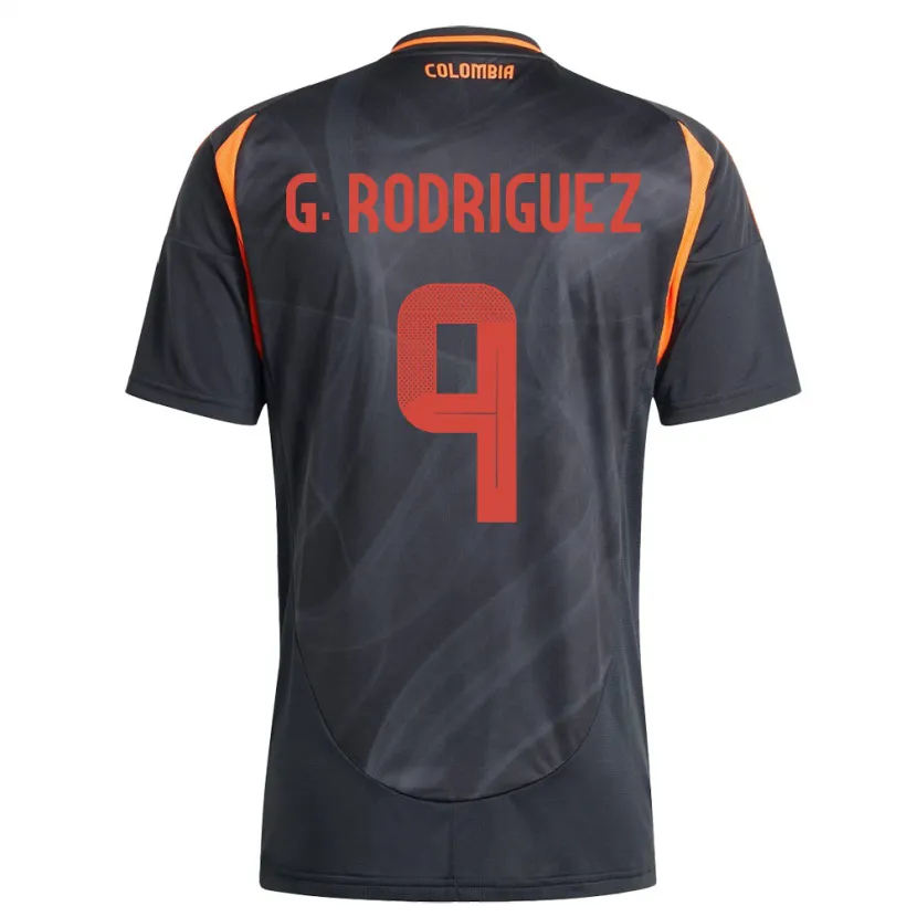 Danxen Homme Maillot Colombie Gabriela Rodríguez #9 Noir Tenues Extérieur 24-26 T-Shirt