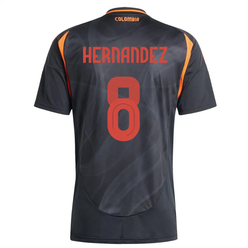 Danxen Homme Maillot Colombie Natalia Hernández #8 Noir Tenues Extérieur 24-26 T-Shirt