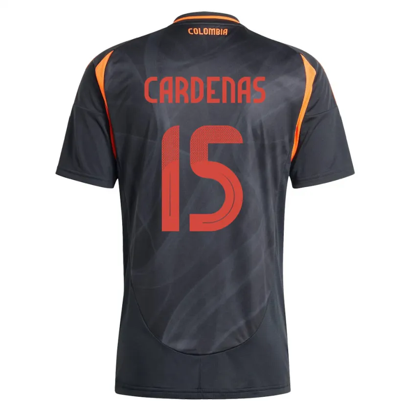 Danxen Homme Maillot Colombie Wendy Cárdenas #15 Noir Tenues Extérieur 24-26 T-Shirt