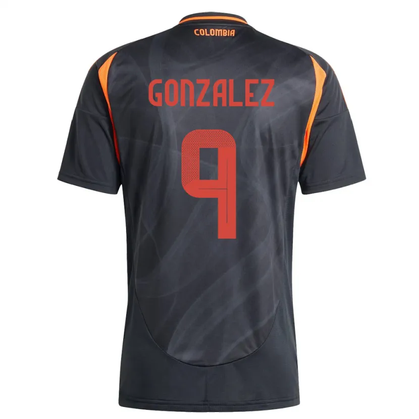 Danxen Homme Maillot Colombie Manuela González #9 Noir Tenues Extérieur 24-26 T-Shirt