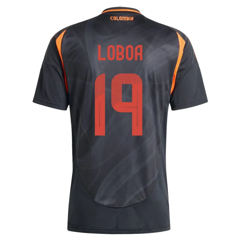 Danxen Homme Maillot Colombie Valerin Loboa #19 Noir Tenues Extérieur 24-26 T-Shirt