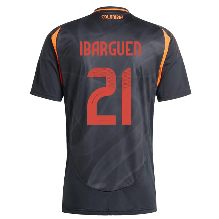 Danxen Homme Maillot Colombie Kelly Ibargüen #21 Noir Tenues Extérieur 24-26 T-Shirt