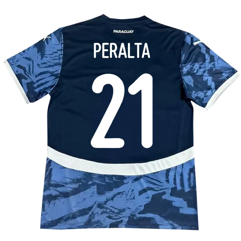 Danxen Homme Maillot Paraguay Fabrizio Peralta #21 Bleu Tenues Extérieur 24-26 T-Shirt
