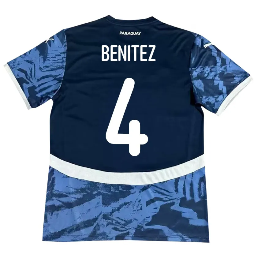 Danxen Homme Maillot Paraguay Gastón Benítez #4 Bleu Tenues Extérieur 24-26 T-Shirt