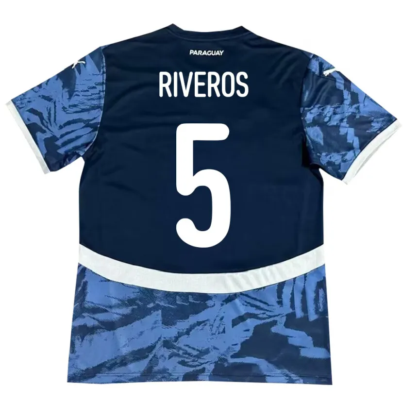 Danxen Homme Maillot Paraguay Verónica Riveros #5 Bleu Tenues Extérieur 24-26 T-Shirt