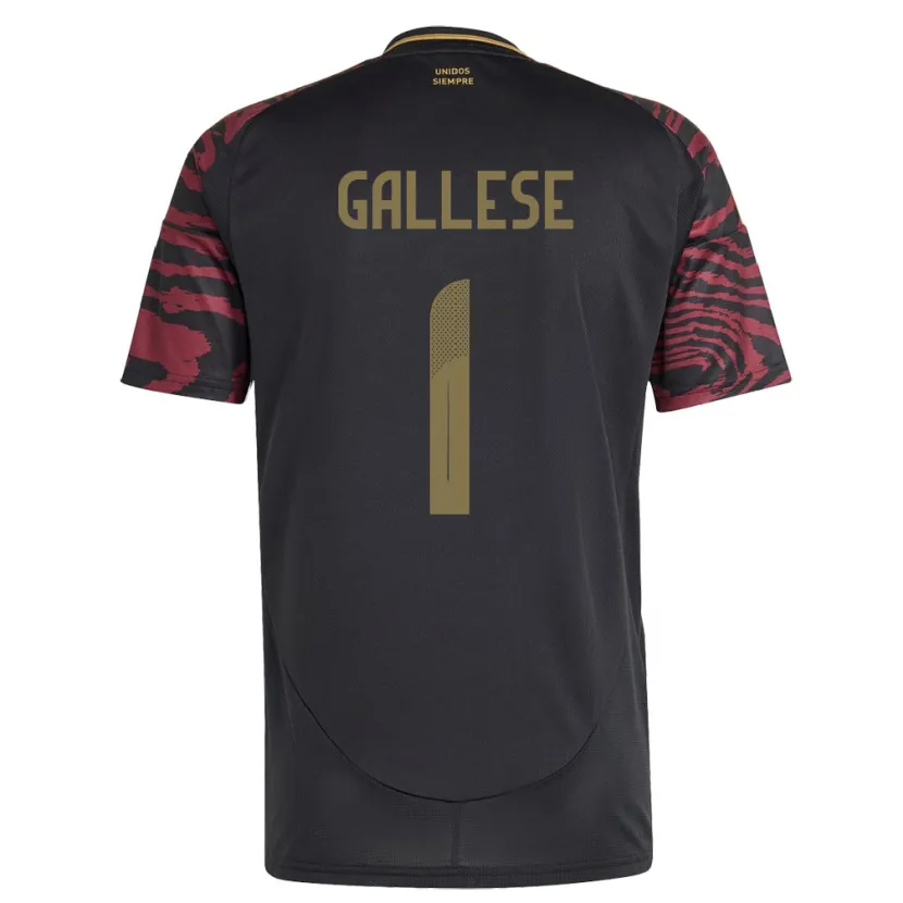 Danxen Homme Maillot Pérou Pedro Gallese #1 Noir Tenues Extérieur 24-26 T-Shirt