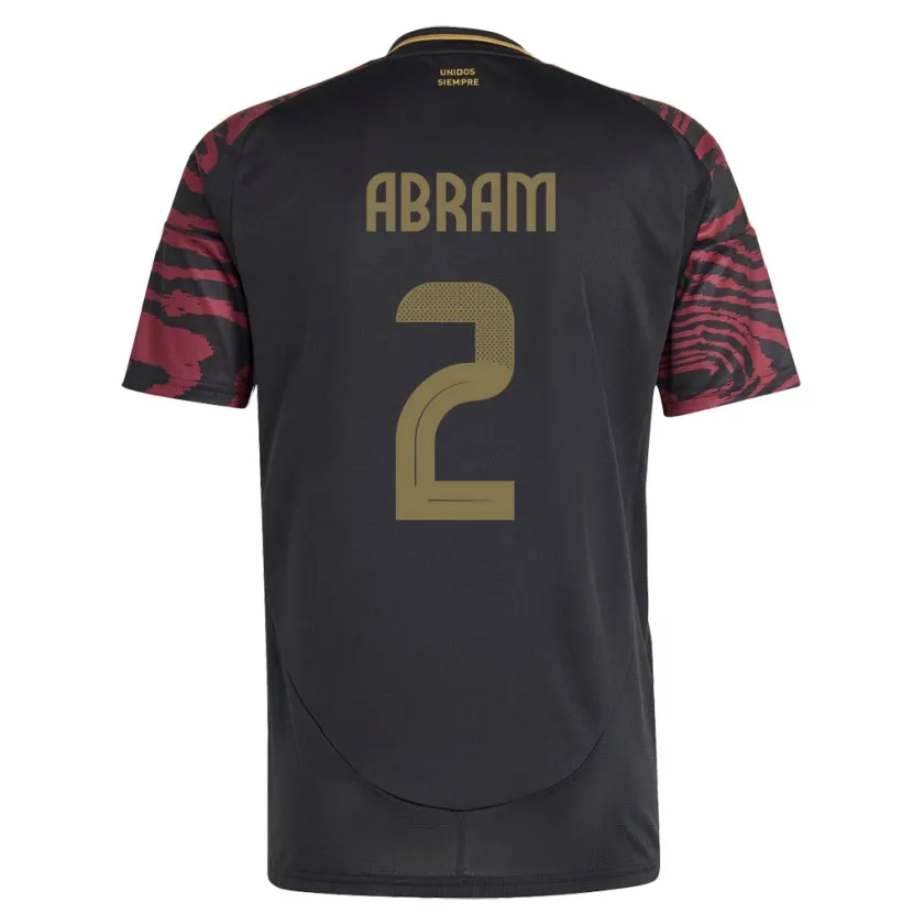 Danxen Homme Maillot Pérou Luis Abram #2 Noir Tenues Extérieur 24-26 T-Shirt
