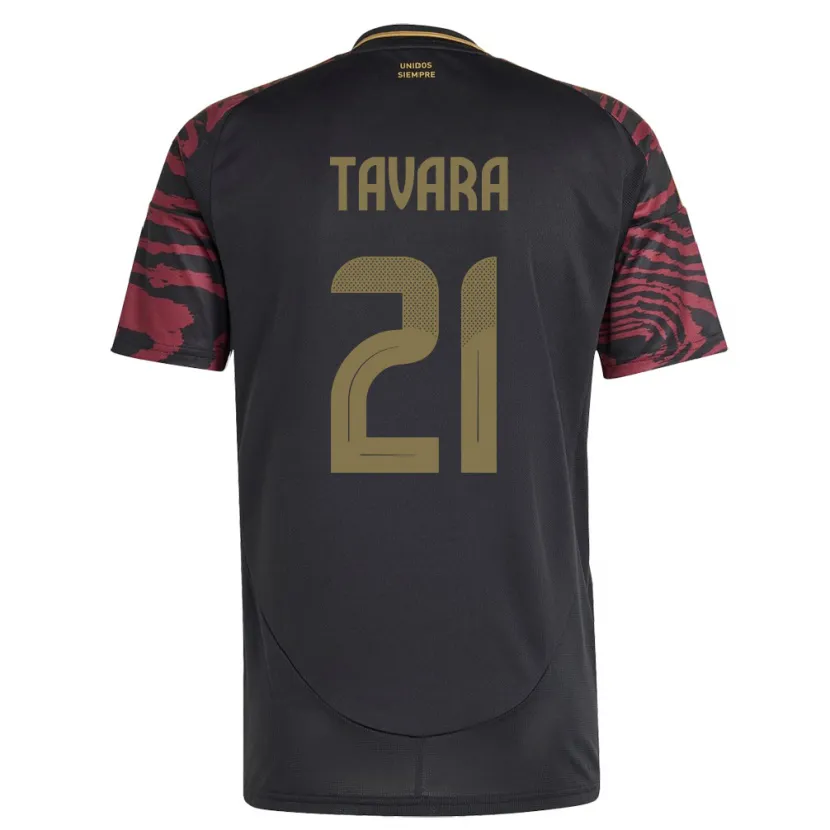 Danxen Homme Maillot Pérou Martín Távara #21 Noir Tenues Extérieur 24-26 T-Shirt